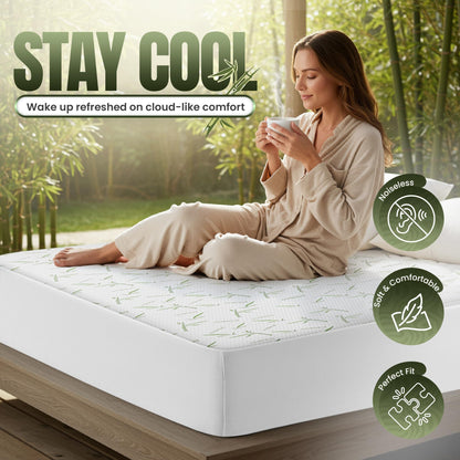 Utopia Bedding Waterproof Mattress Protector Twin Size, Bamboo Viscose Mattress Cover 200 GSM, Fits 15 Inches Deep, Breathable, Fitted Style with Stretchable Pockets (Pack of 2)