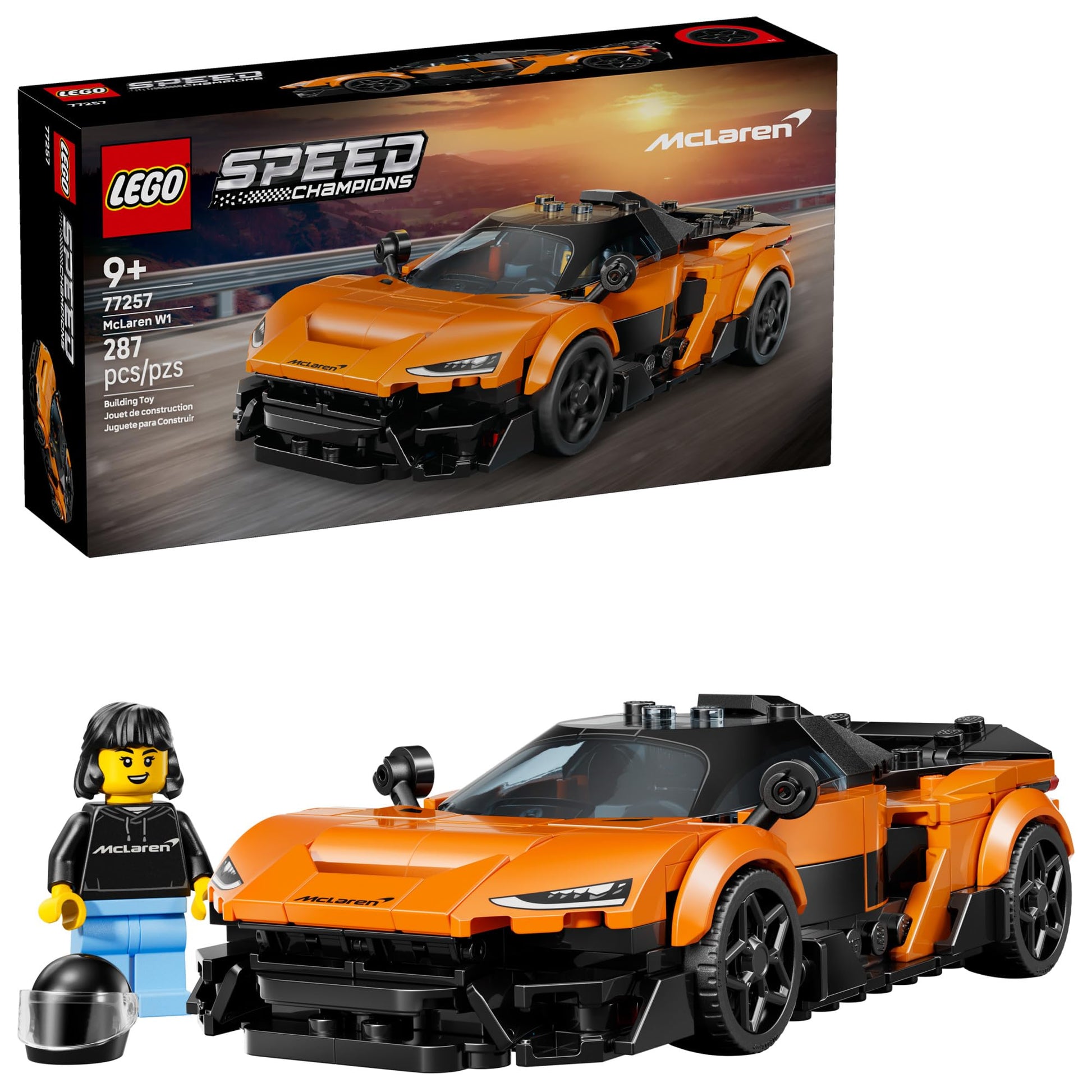 LEGO Speed Champions McLaren W1 Race Car Toy for Boys & Girls, Ages 9+ - Building Set for Pretend Play & Display w/1 Driver Minifigure - Gift Idea for Kids & Supercar Fans - 77257 LEGO