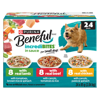 Beneful Incredibites Wet Dog Food, Lamb, Beef & Chicken in Sauce (24 Pack) Beneful