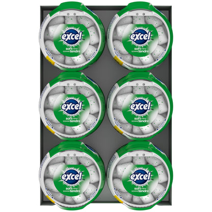 EXCEL, Spearmint Flavoured Sugar Free Chewing Gum, 60 Pieces, 6 Bottles