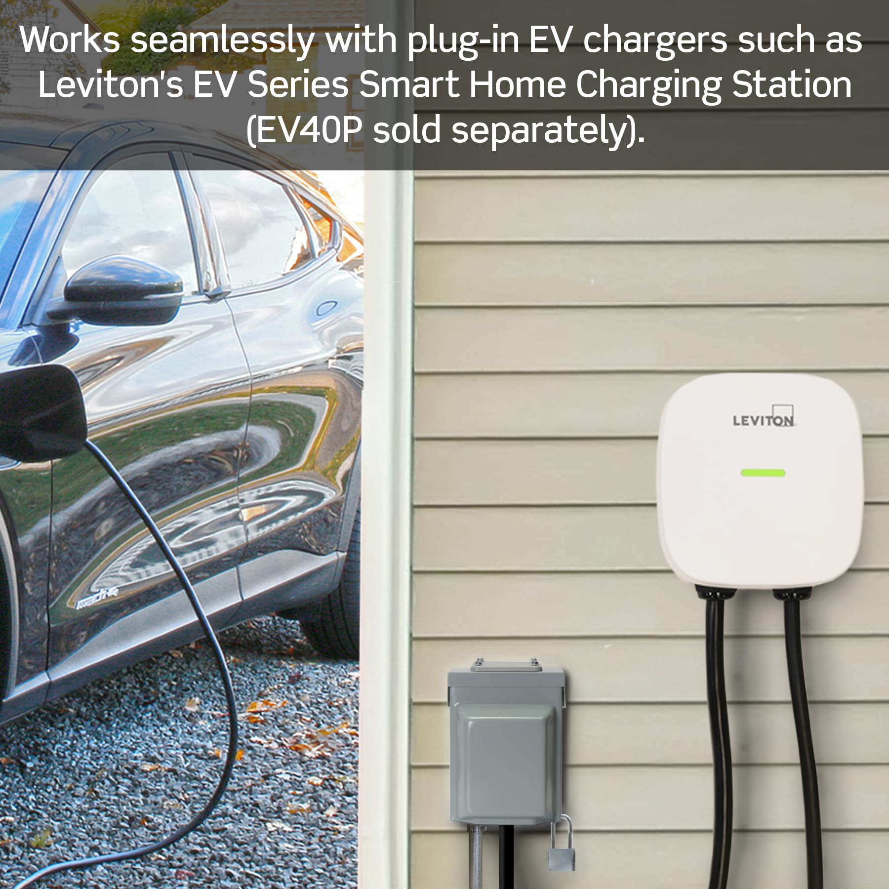 Leviton 50A Outdoor EV Charging Outlet with Metal Weather-Resistant Cover, Surface Mount, EVCVM-050, Gray Leviton