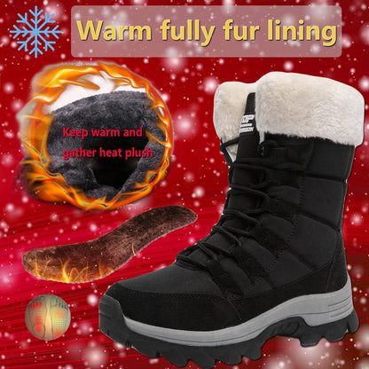 ziitop Womens Snow Boots, Women's Winter Boots, Fur Lined Warm Winter Boots, Lace up Warm Shoes, Mid Calf Snow Boots, Outdoor Anti-Slip Boots, Snow Boots Waterproof, Winter Walking Boots for Women 🍁 All In One Marketplace Canada