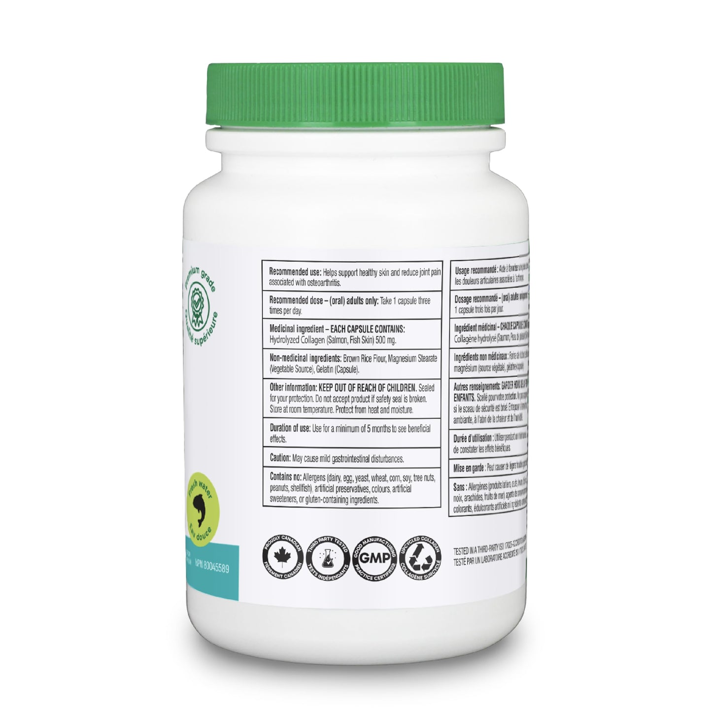 Organika Canadian-Made Marine Collagen Capsules - Salmon Collagen Peptides- Skin, Hair, and Nail Support - Premium Sourcing - 90 caps 🍁 All In One Marketplace Canada