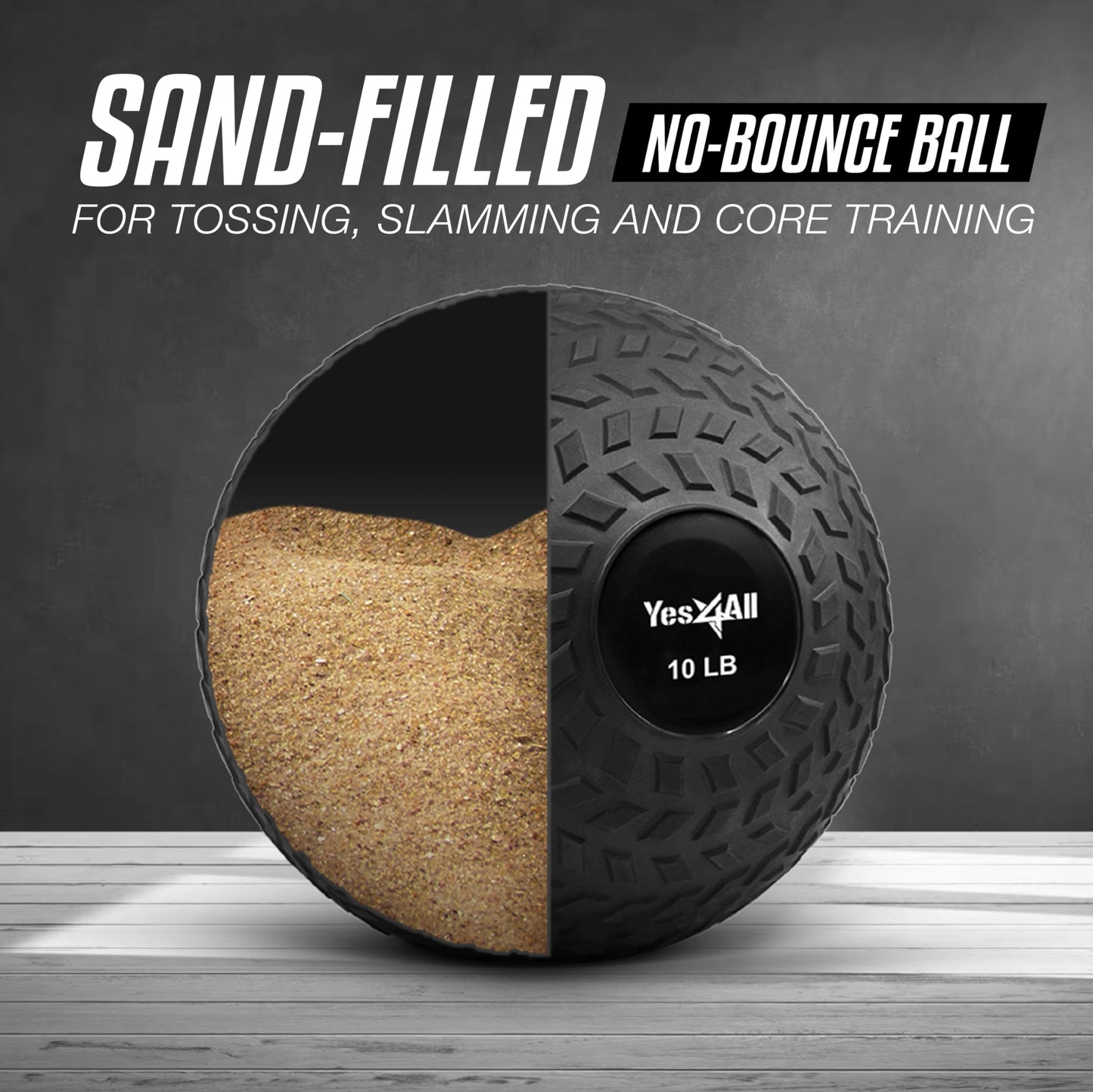 Yes4All 10 lbs Slam Ball for Strength and Cross Training – Medicine Ball (Black) 🍁 All In One Marketplace Canada