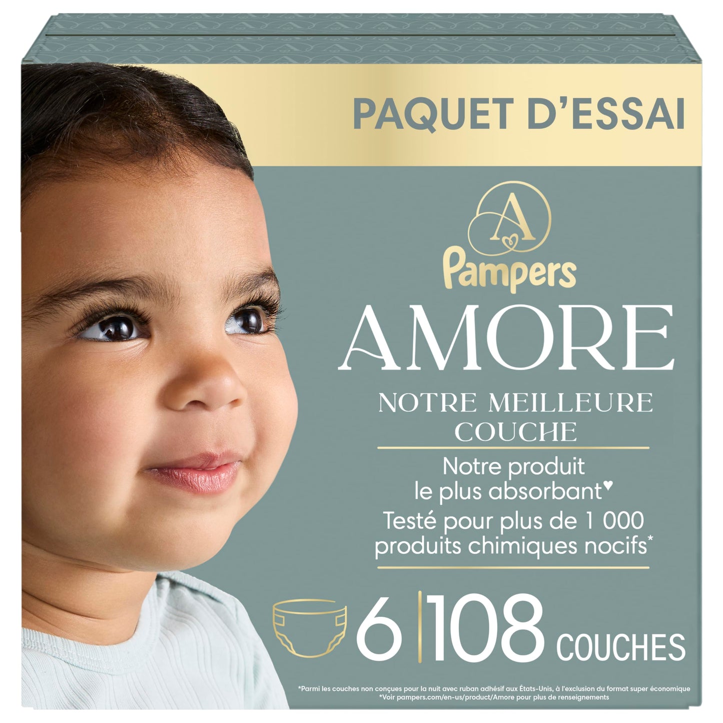 Pampers AMORE, Size 6, Our Best Diaper, 1 Pack (Count of 108)