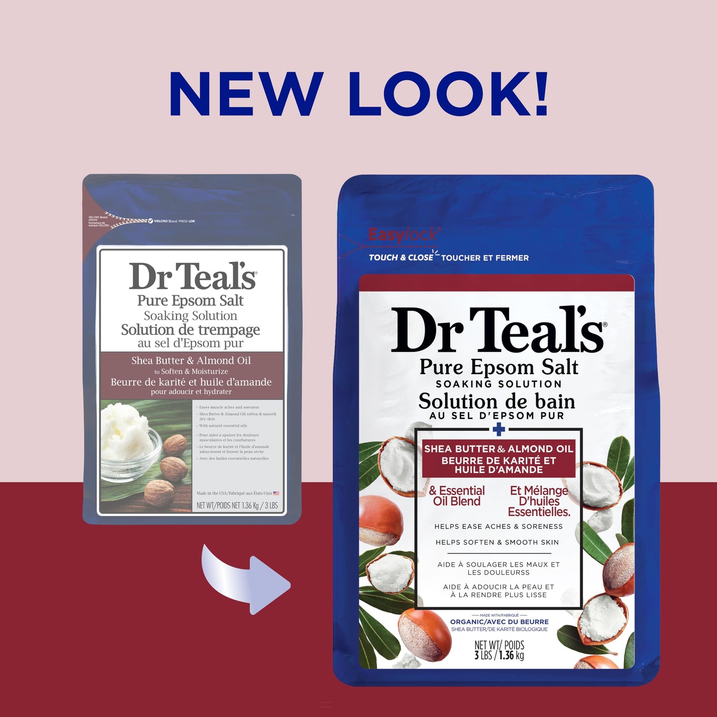 Dr Teal's Pure Epsom Salt Teal's Soaking Solution, Shea Butter & Almond Oil, 48 Oz