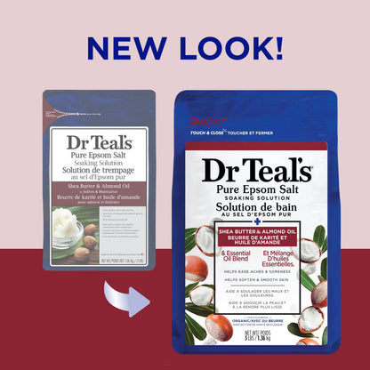 Dr Teal's Pure Epsom Salt Teal's Soaking Solution, Shea Butter & Almond Oil, 48 Oz