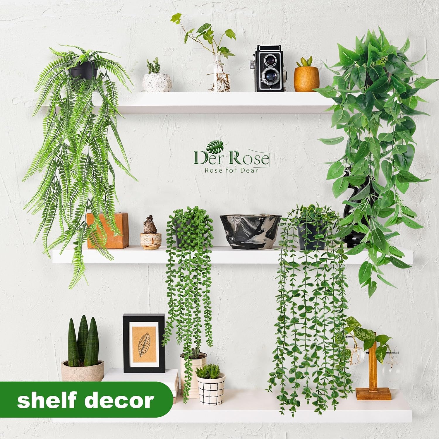 Der Rose 4Pcs Fake Plants, Artificial Plants Fake Hanging Plants for Boho Home Bathroom Bedroom Living Room Office Wall Shelf Decor Indoor Outdoor - Available at All In One Marketplace Canada