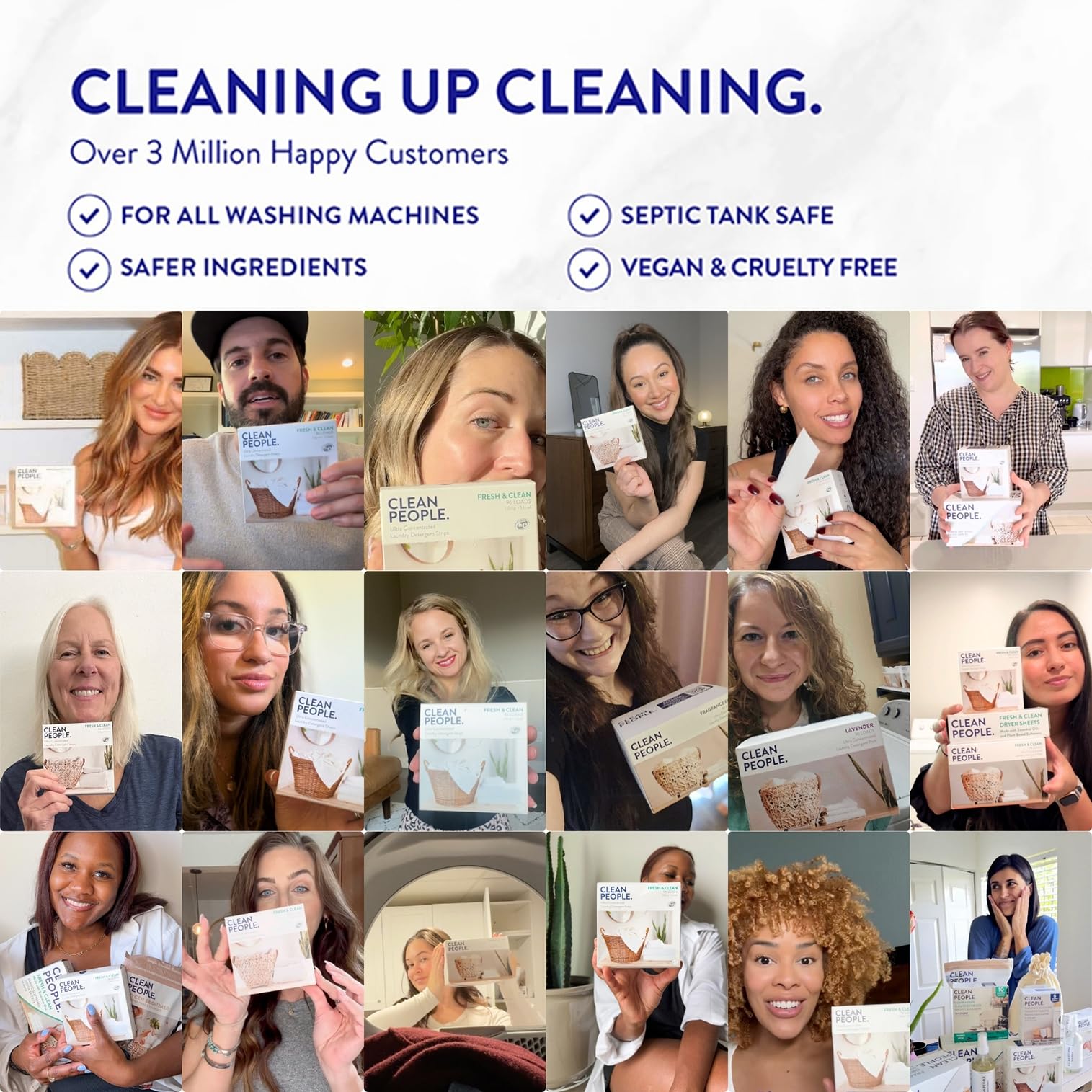 Clean People Laundry Detergent Sheets - Recyclable Packaging, Hypoallergenic, Stain Fighting - Ultra Concentrated, Laundry Soap - Fresh Scent, 96 Pack