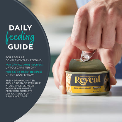 Reveal Natural Wet Cat Food in Broth, Limited Ingredient Grain Free Canned Cat Food, Protein with No Artificial Additives, Fish Variety in Broth (12 x 2.47 oz Cans) Reveal
