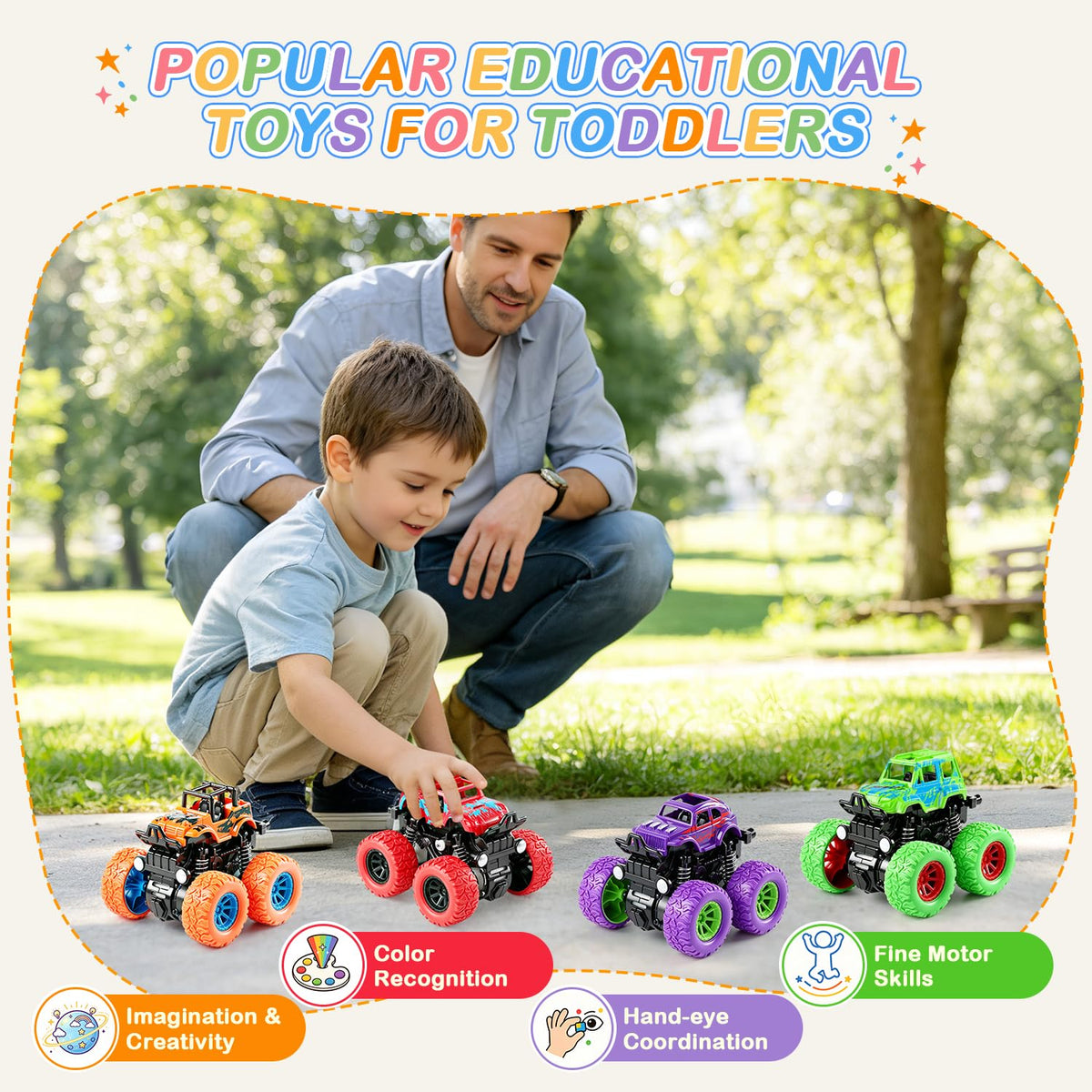 Monster Truck Toys for Boys Age 4-7, Car Toys for Toddlers 1-3 (4 Pack) 🍁 All In One Marketplace Canada