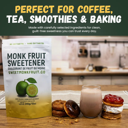 SweetMonkFruit Pure Monk Fruit Sweetener - No Erythritol, Zero Calorie, Keto-Friendly, 340g