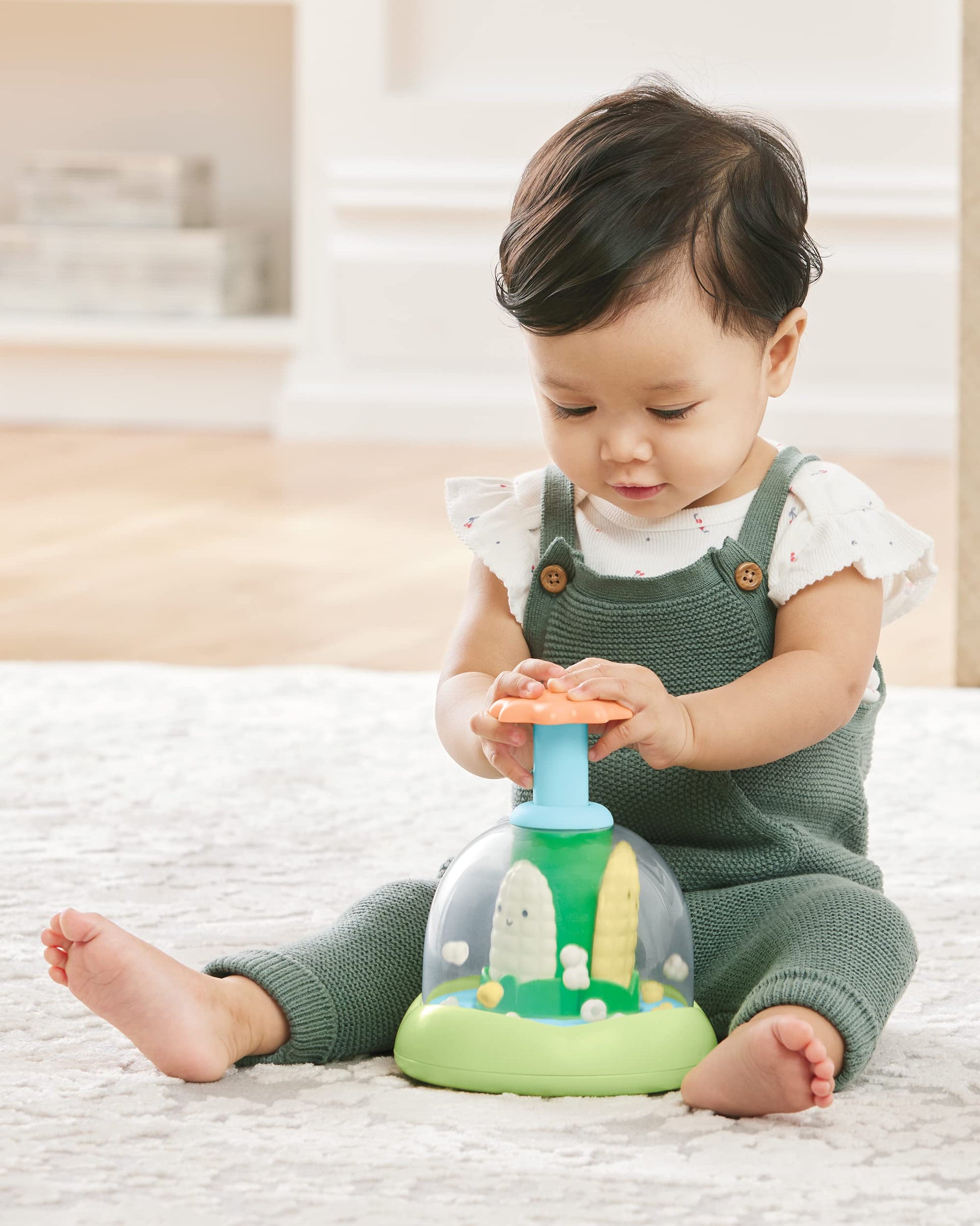 Skip Hop Press & Spin Baby Toy, Farmstand What's Poppin Corn Spinner Skip Hop