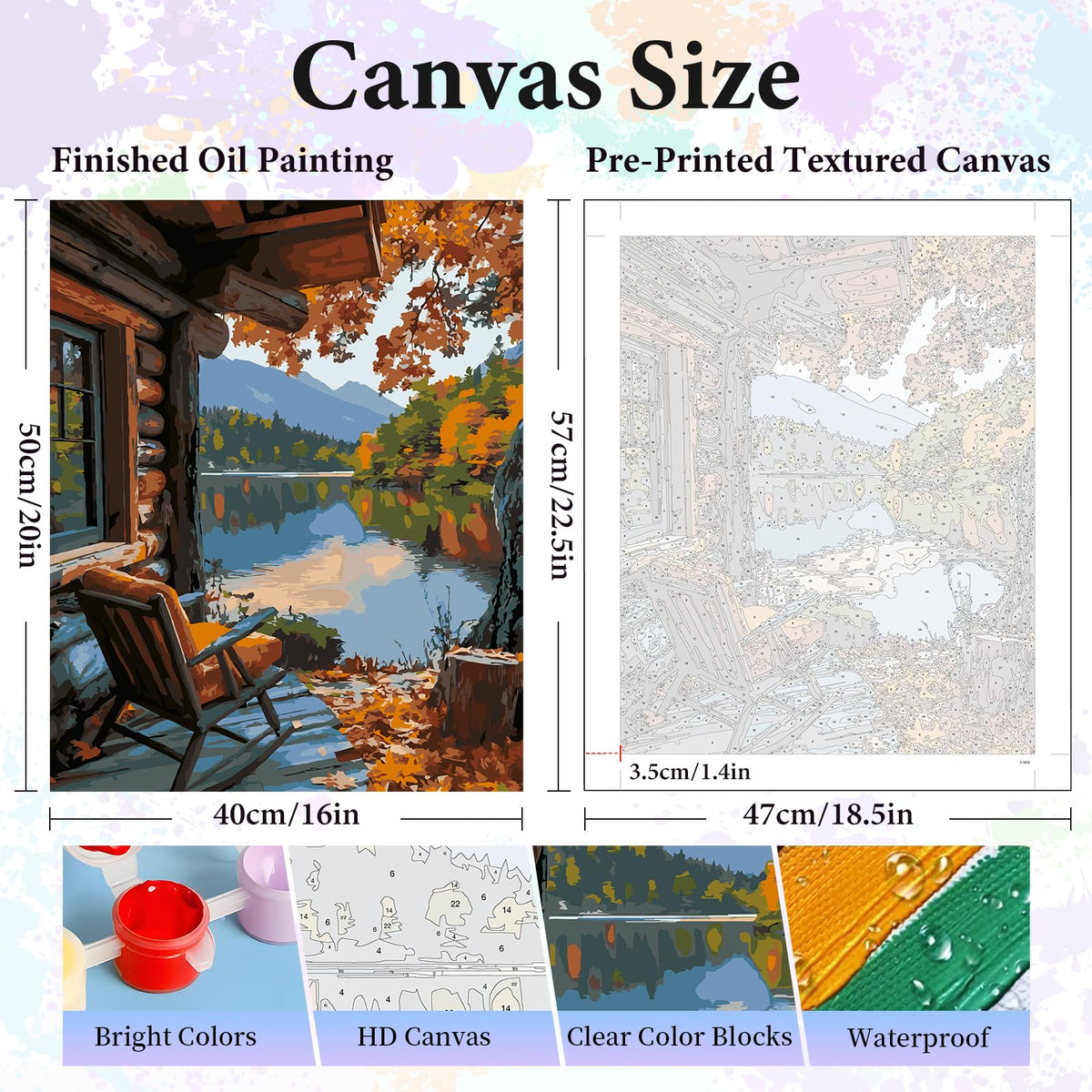 Paint by Numbers Adult Kit, Fall Lake Cabin Number Painting Canvas Kit 🍁 All In One Marketplace Canada