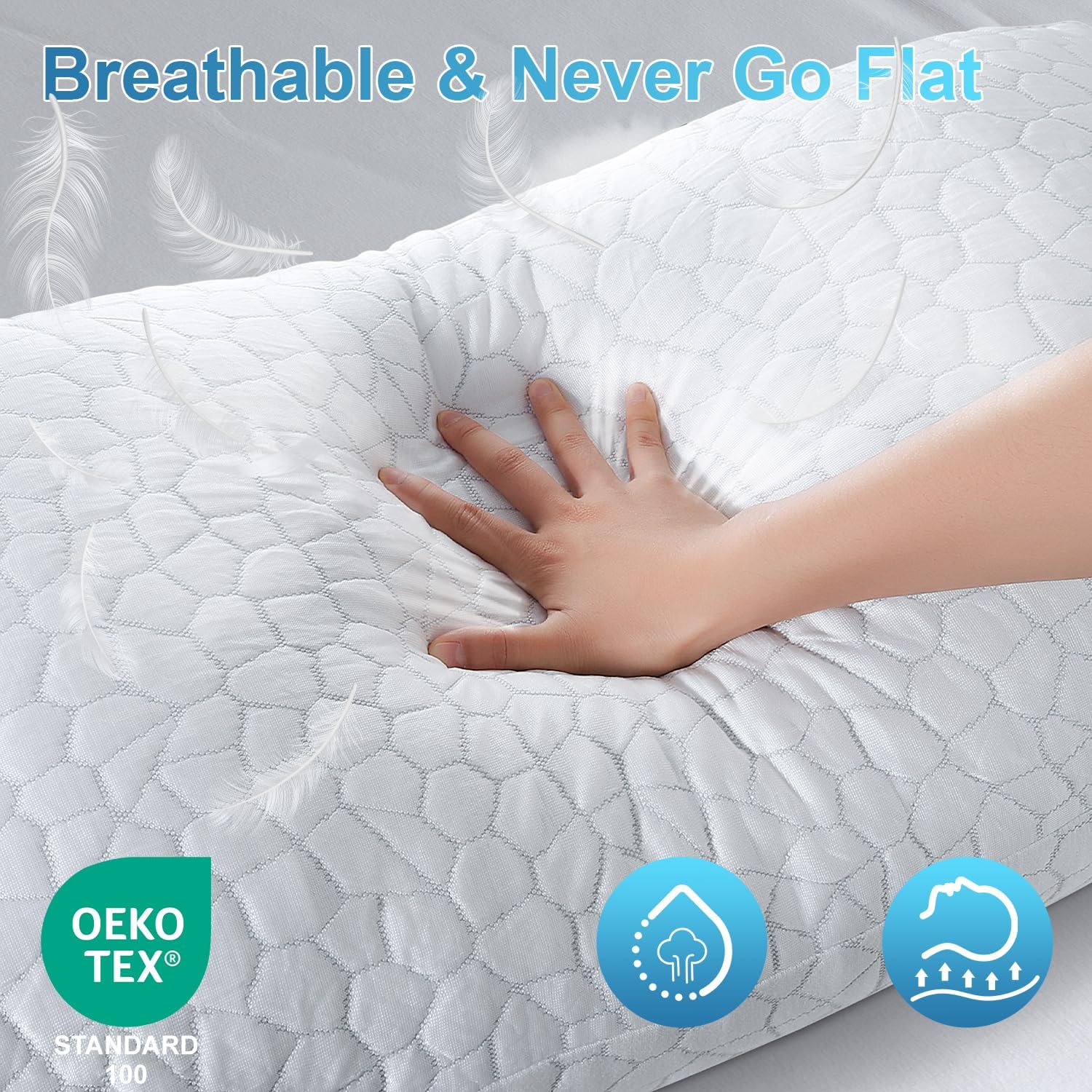 Cooling Memory Foam Pillows Queen Size Set of 2, Adjustable Shredded Foam Bed Pillows for Sleeping, Soft Support Pillows for Side & Back Sleepers with Breathable Dual-Sided Soft & Cooling Fabric - Available at All In One Marketplace Canada