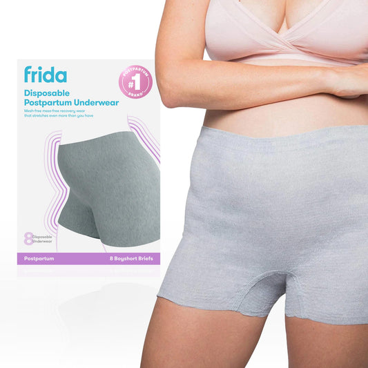 Frida mom Disposable Postpartum Underwear (Without pad) | Super Soft, Stretchy, Breathable, Wicking, Latex-Free, Boyshort Cut | 8-Count - Available at All In One Marketplace Canada