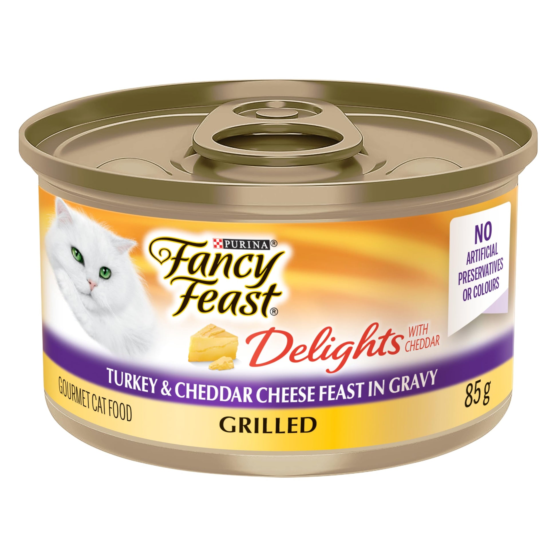 Fancy Feast Delights with Cheddar Wet Cat Food, Grilled Turkey & Cheddar Cheese Feast - 85 g Can (24 Pack) Fancy Feast