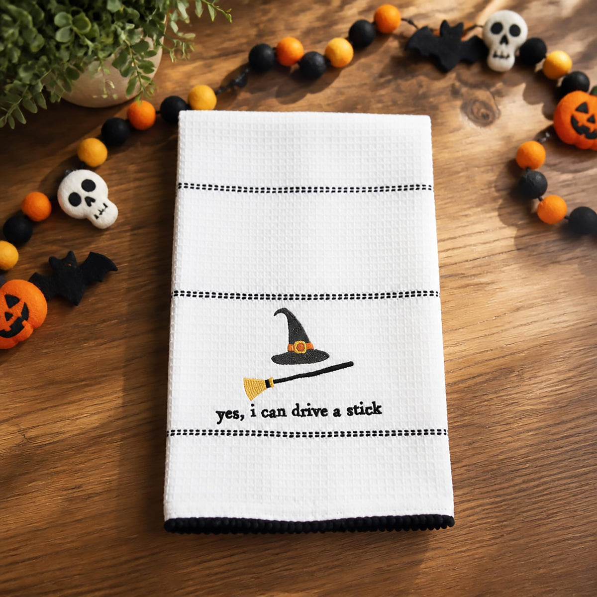 Torchon d'Halloween Mud Pie, Drive Stick, 42 cm x 66 cm