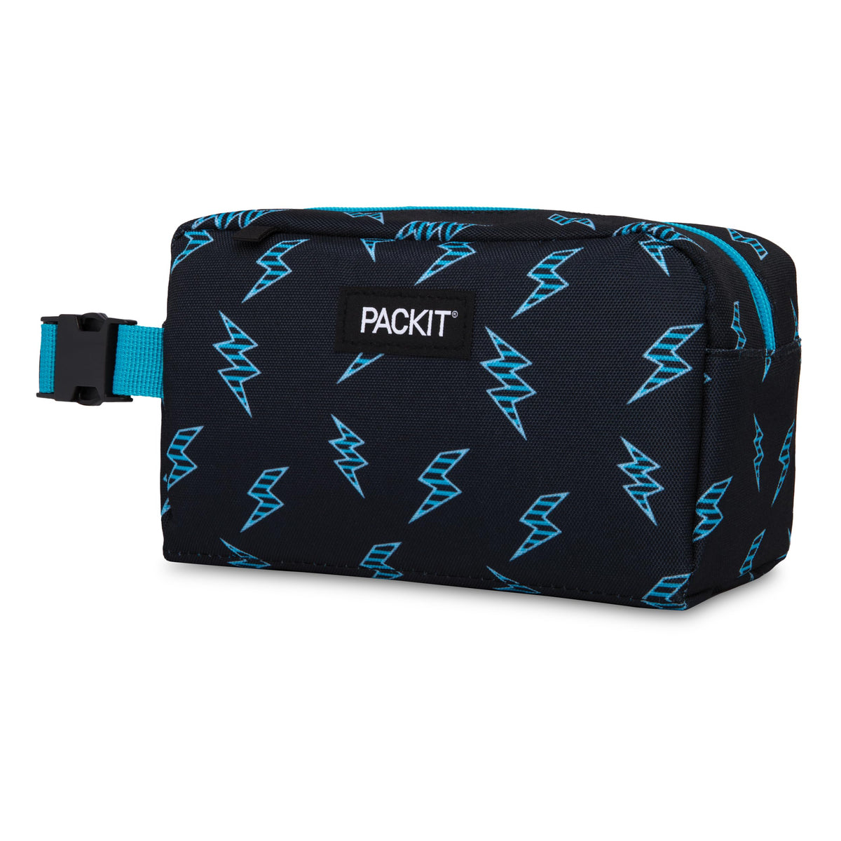 PackIt Freezable Snack Box, Striped Bolts, Built with ECOFREEZE Technology, Collapsible, Reusable, Zip Closure with Buckle Handle, Great for All Ages and Fresh Snacks on The go