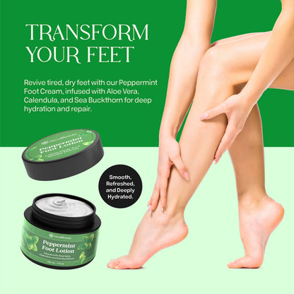 GoodBeauty Peppermint Foot Cream – Moisturizing Lotion with Aloe, Peppermint Oil, Shea Butter & Herbal Extracts – Helping Soothes, Cools & Repairs Dry, Cracked Feet 🍁 All In One Marketplace Canada