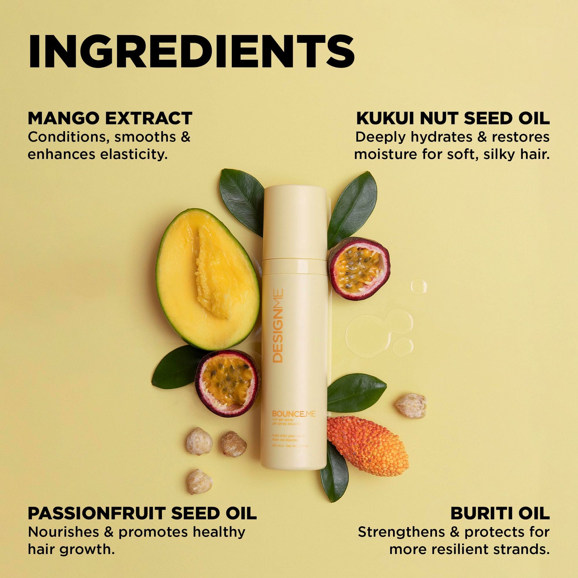 Design.Me BOUNCE.ME Curling Gel Spray | Frizz-Free Curl Defining Gel - Refresh Curls, Waves, Coils | Non-Crunchy, Non-Sticky Formula - Climate Control Styling, 7.77Oz - Available at All In One Marketplace Canada