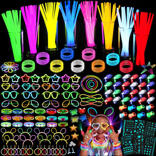 394Pcs Glow Sticks Bulk Party Pack, Halloween Christmas Glow in The Dark Party Favors Kids/Adults - 150 8” Glowsticks Bracelets with Accessories Set, Light Up Rings Finger Lights for Neon Party Decor 🍁 All In One Marketplace Canada