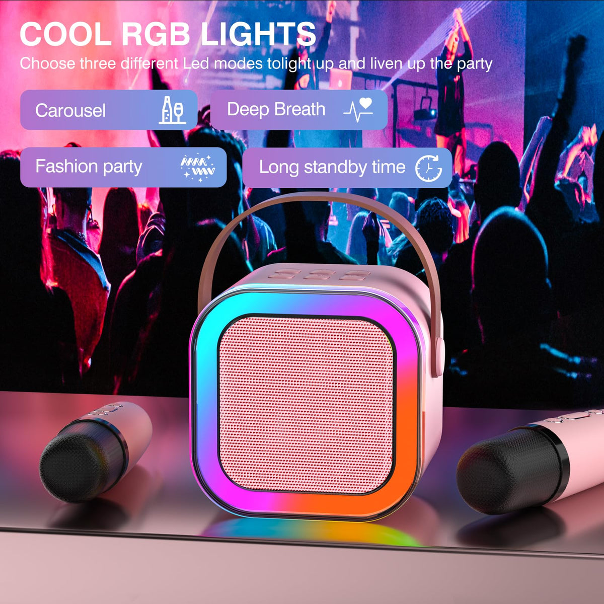 TAEMVV Mini Karaoke Machine for Kids,Portable BT Speaker with 2 Wireless Microphones and LED Light Holiday Birthday Gift Toy for Boys and Girls Teens Over 4,5,6,7,8,9,10,11,12+ Years Old(Pink) 🍁 All In One Marketplace Canada