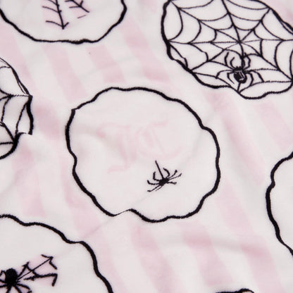 Couverture en peluche Juicy Couture, motif toile d'araignée pour Halloween, plaid décoratif doux en polyester pour canapé ou lit, rose clair, 127 cm x 152 cm