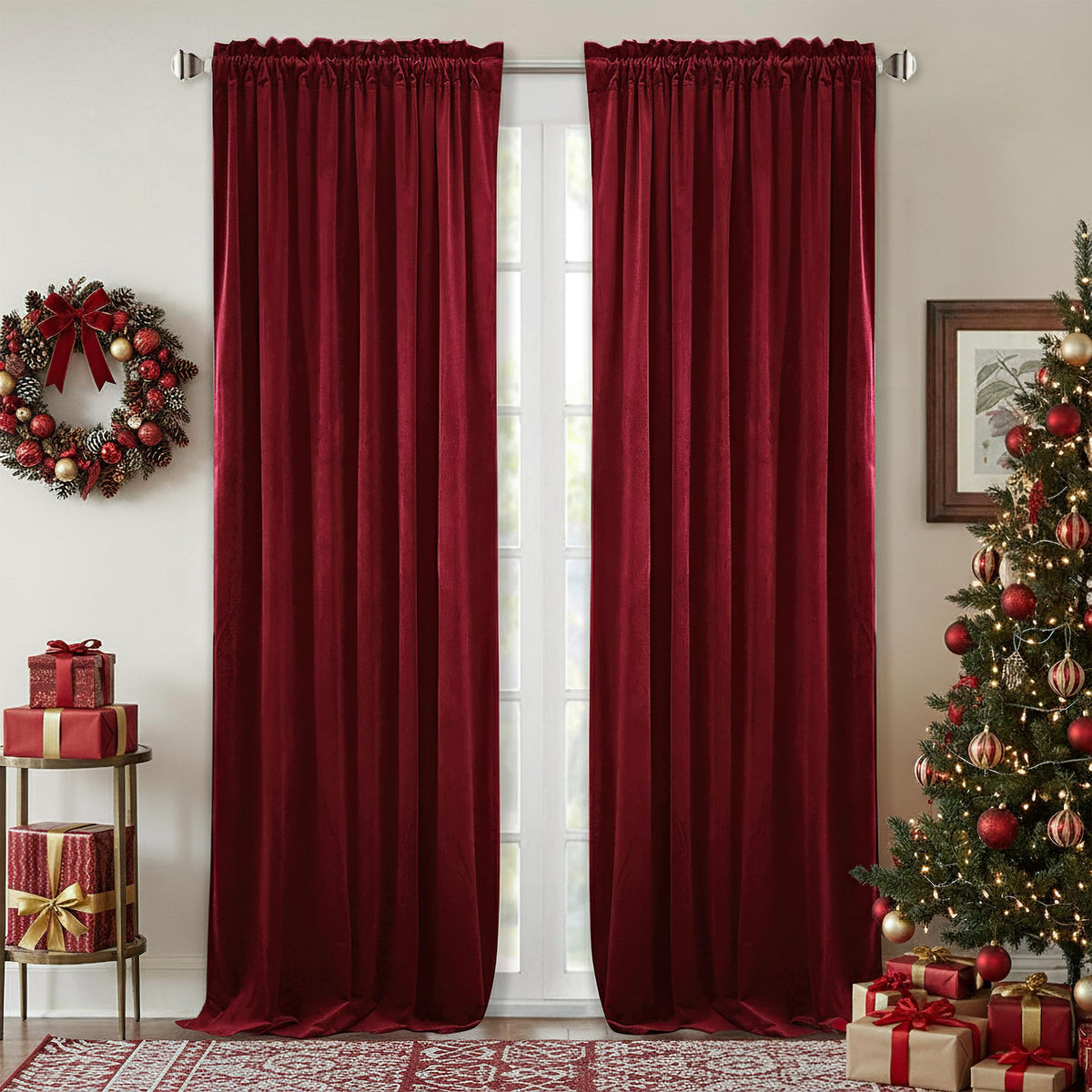 StangH Theater Red Velvet Curtains for Living Room Christmas Decor 2 Panels 🍁 All In One Marketplace Canada