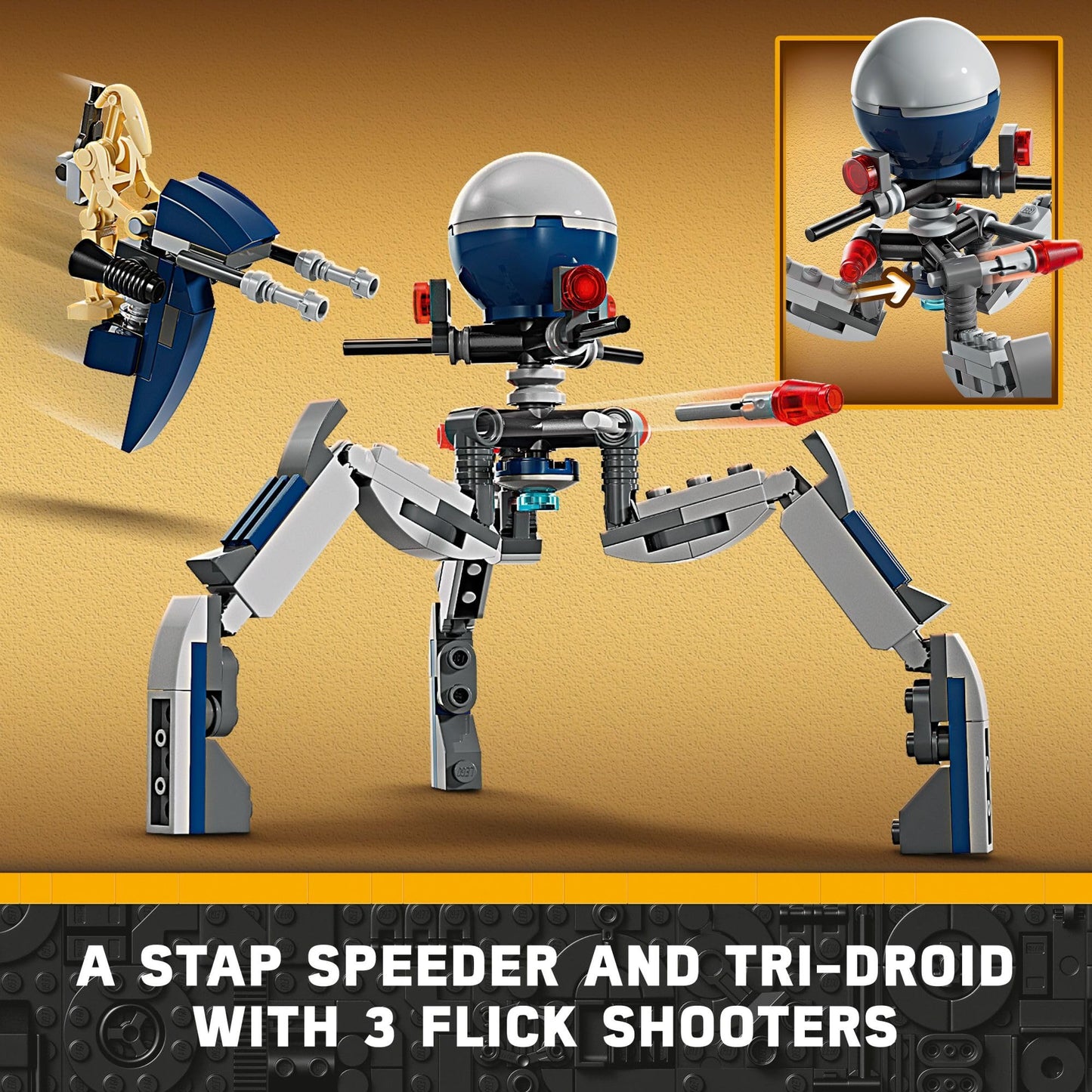 LEGO Star Wars Clone Trooper & Battle Droid Battle Pack Set for Kids, Buildable Toy Speeder Bike Vehicle, Tri-Droid and Defensive Post, Collectible, Gift for Boys and Girls Aged 7 and Up, 75372 LEGO