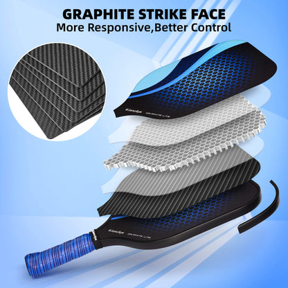 JoncAye Pickle-Ball Paddles Set of 2, Graphite Fiberglass Raquette with Indoor Outdoor Balls, Bag, Grip Tape, USAPA Approved Rackets for Beginners Intermediate All Levels