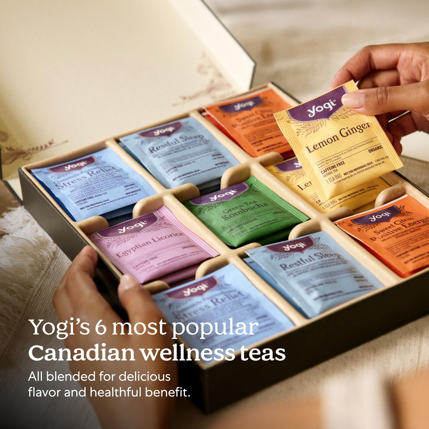 Yogi Organic Tea Collection Gift Box - 6 Wellness Blends, 45 Tea Bags