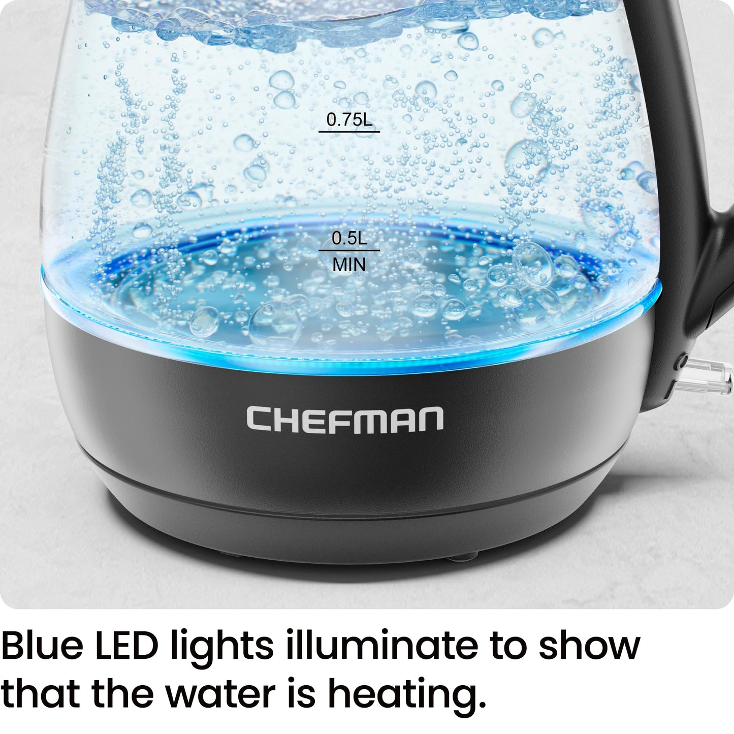 Chefman 1L Electric Tea Kettle with LED Lights, Automatic Shut Off, Removable Lid, Boil-Dry Protection, Hot Water Electric Kettle Water Boiler, Electric Kettles for Boiling Water - Available at All In One Marketplace Canada