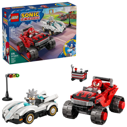 LEGO Sonic The Hedgehog Silver’s Car vs. Knuckles’ Monster Truck Building Toy for Boys & Girls - Racing Playset W/Silver & Knuckles Minifigures for Kids, Ages 8+ - Gift Idea for Birthdays - 77118 LEGO