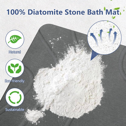 Ceecysaa Stone Bath Mat, Non-Slip Diatomaceous Earth Shower Mat, Quick Drying Bath Mat Stone, Super Absorbent Diatomite Bath Mats for Bathroom Kitchen, Easy to Clean, 60 x 39cm, Dark Gray - Available at All In One Marketplace Canada