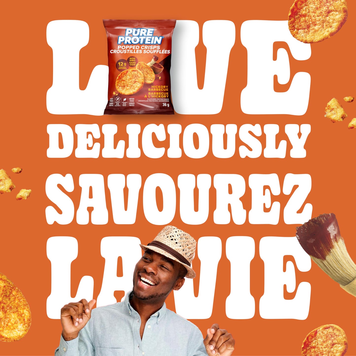 Pure Protein Popped Crisps Hickory BBQ - 12g Protein Per Bag, 8-Pack