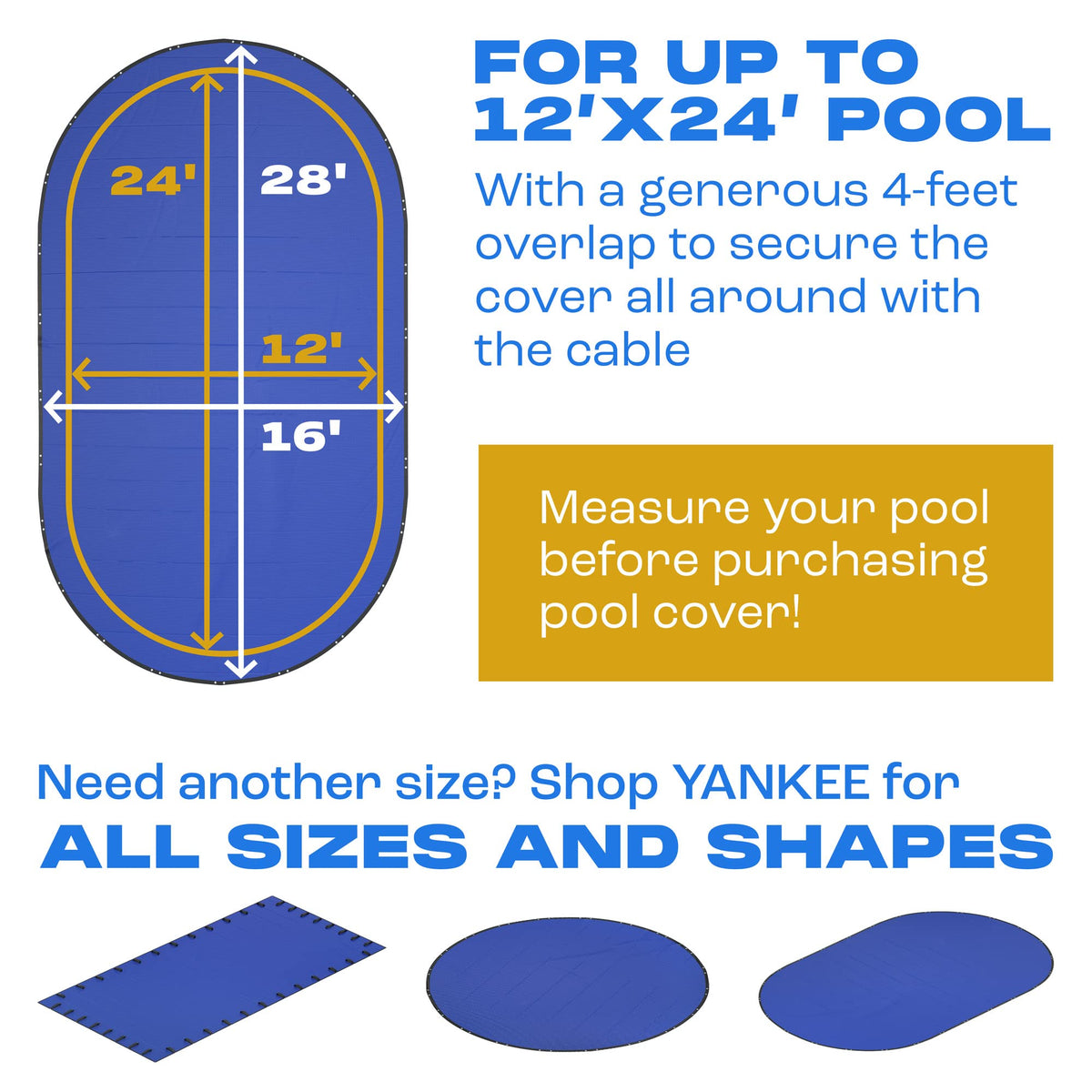 Yankee Pool Cover for Oval Pool | 12 x 24-ft | Oval Winter Pool Cover for Above Ground Pools | Extra Thick & Durable, UV-Resistant | Above-Ground Pool Protection 🍁 All In One Marketplace Canada