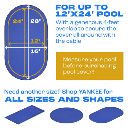 Yankee Pool Cover for Oval Pool | 12 x 24-ft | Oval Winter Pool Cover for Above Ground Pools | Extra Thick & Durable, UV-Resistant | Above-Ground Pool Protection 🍁 All In One Marketplace Canada