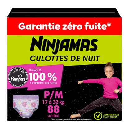 Pampers Ninjamas Nighttime Bedwetting Underwear Girl, Size 7, 88 Count, Disposable Nighttime Underwear