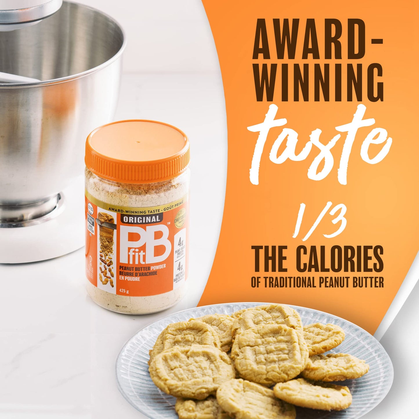 PBfit All-Natural Peanut Butter Powder, Peanut Butter Powder from Real Roasted Pressed Peanuts, Low in Fat High in Protein, 4g of Protein, 425g (15oz) - Available at All In One Marketplace Canada