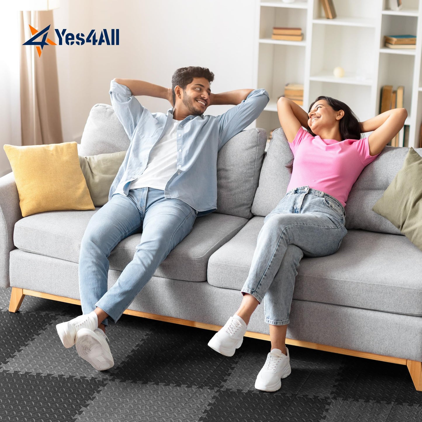 Yes4All EVA Interlocking Foam Floor Tiles, 11.15 m², Black Yes4All
