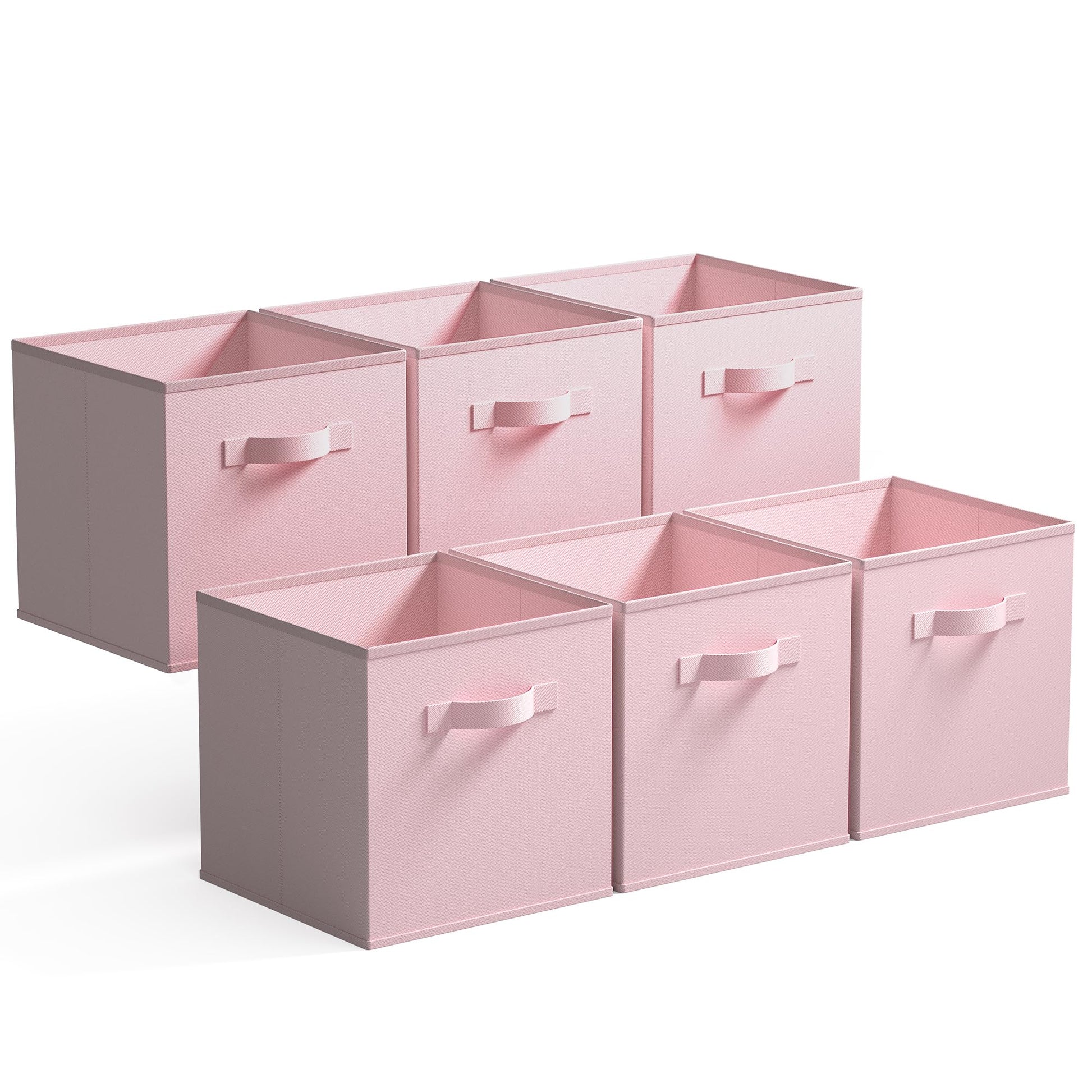 GRANNY SAYS Fabric Storage Cubes, Pack of 6 Cubby Storage Bins 11 x 11, Collapsible Storage Cube Boxes for Shelves, Square Storage Bins for Closet Organizing Clothes, Pink GRANNY SAYS
