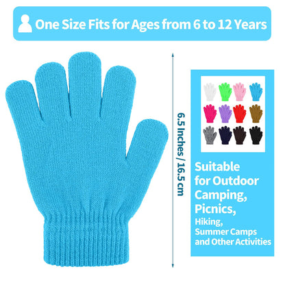 Kid's Winter Magic Gloves,12 Pairs Winter Stretchy Warm Magic Gloves Fit for 6-11 Years Old Boys or Girls Knit Gloves (12 Mixed color) 🍁 All In One Marketplace Canada