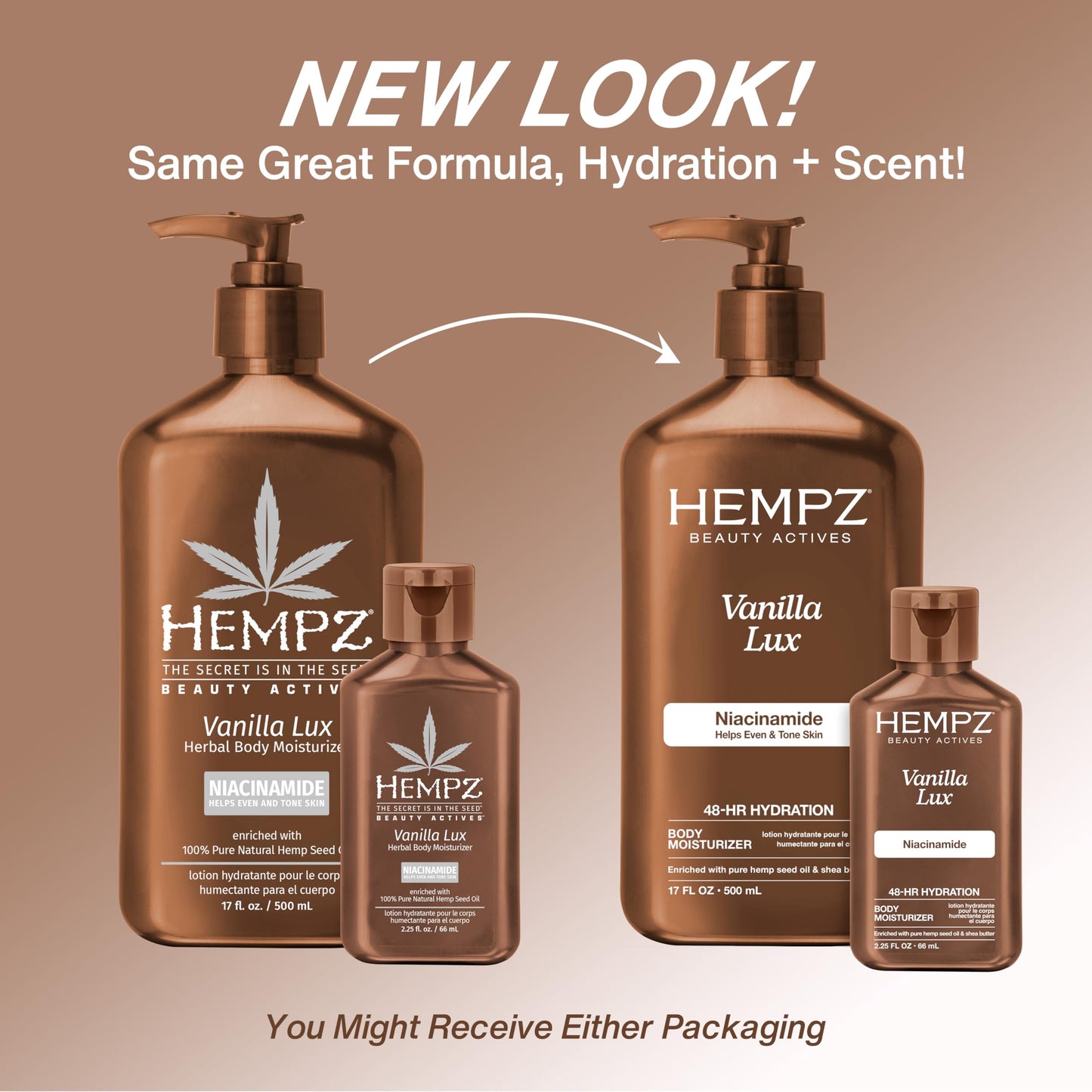 Hempz Vanilla Lux Herbal Body Moisturizer 17 oz. NEW LOOK - Available at All In One Marketplace Canada