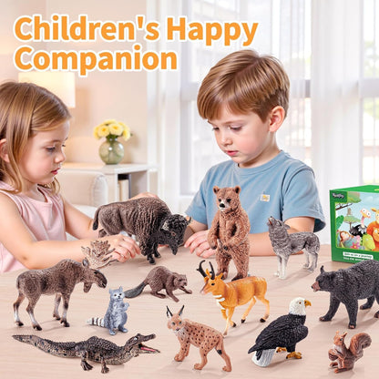 12PCS Large North American Animal Figurines, Realistic Safari Woodland Jungle Animals Figures Toys Includes Crocodile,Wolf,Bear,Deer Cake Toppers Birthday Gift Party Favors Toys for Toddlers 🍁 All In One Marketplace Canada