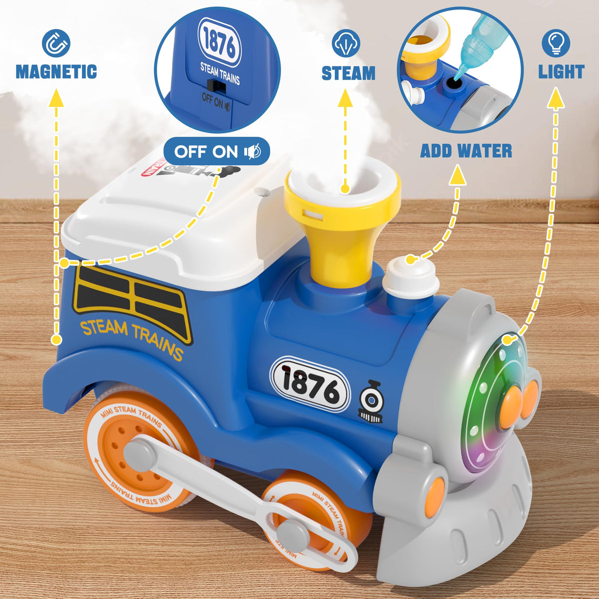 MORECOLL Train Set for Toddlers w/Steam, Music & Lights - First Choo Choo Train for Toddlers, Electric Train Set for Kids, Magnetic Train Toys, Christmas Birthday Gifts for Boys Girls 🍁 All In One Marketplace Canada