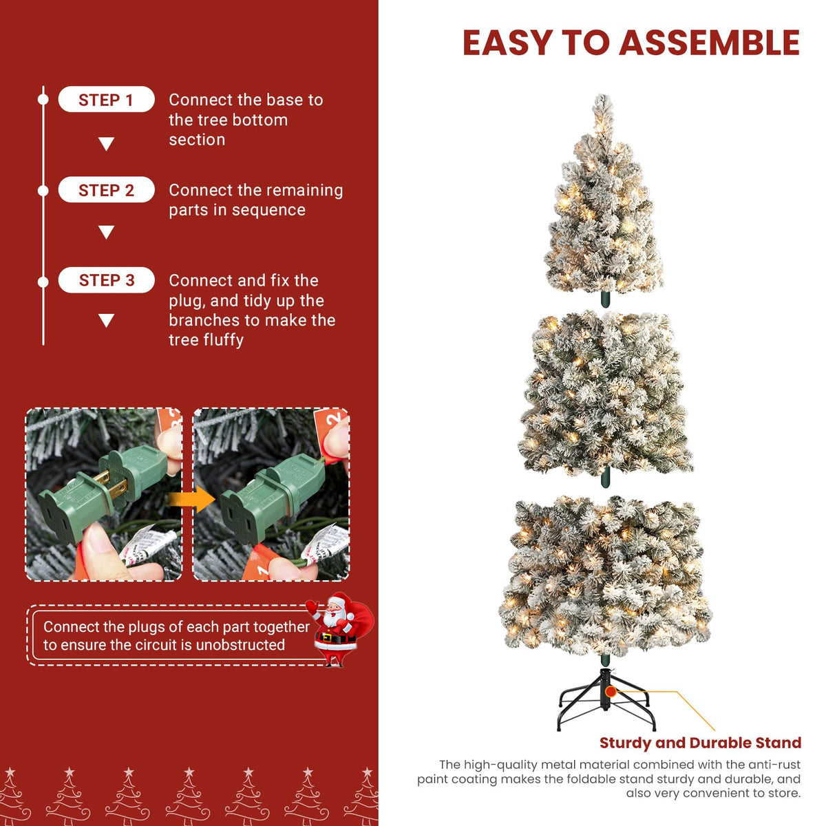 SHareconn 6.5ft Prelit Snow Flocked Artificial Slim Pencil Christmas Tree 🍁 All In One Marketplace Canada