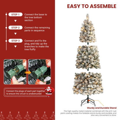 SHareconn 6.5ft Prelit Snow Flocked Artificial Slim Pencil Christmas Tree 🍁 All In One Marketplace Canada