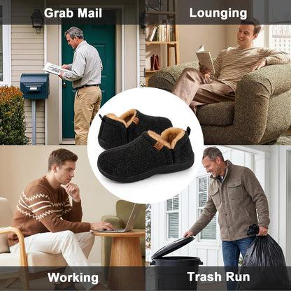LongBay Men's Memory Foam Winter Slippers Dark Black,9-10 🍁 All In One Marketplace Canada