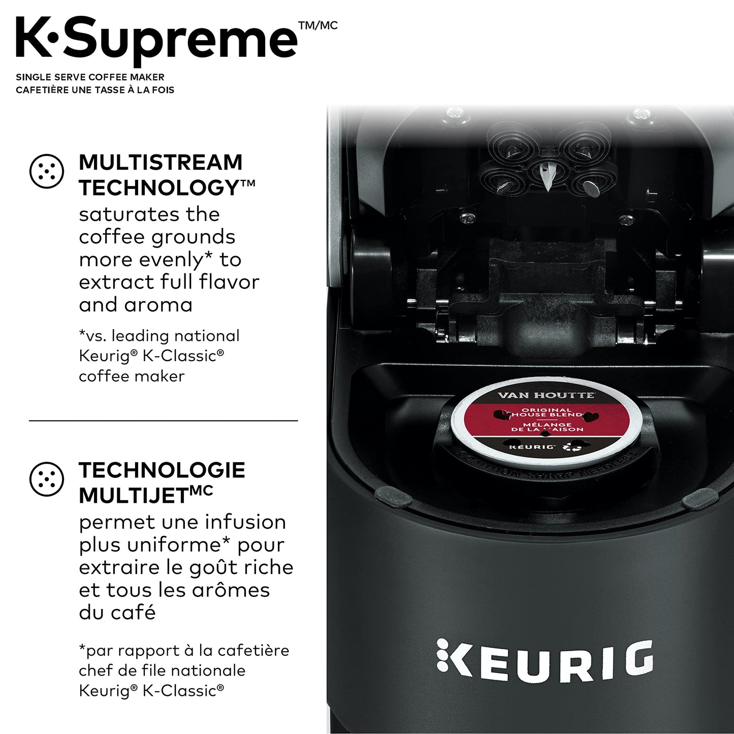 Keurig K-Supreme Single Serve K-Cup Pod Coffee Maker in Black with MultiStream Technology